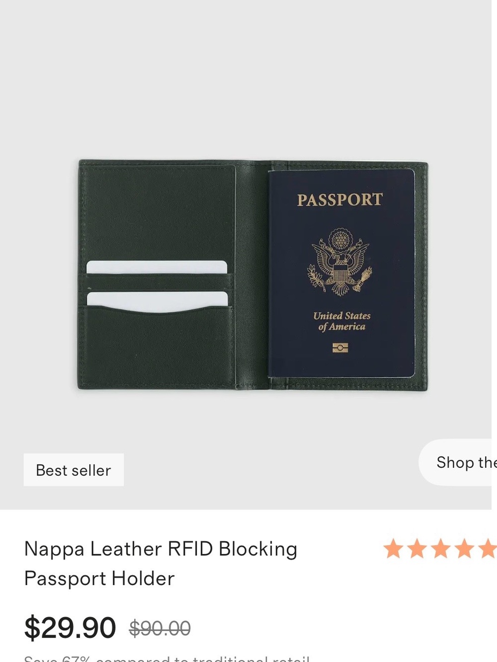 Nappa Leather RFID Blocking Passport Holder - Dark Green